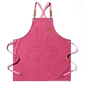 cheap Aprons-Chef Apron For Women and Men, Kitchen Cooking Apron, Personalised Gardening Apron with Pocket Work Aprons Cross Back Heavy Duty Adjustable