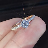 voordelige Ringen-Ring Bruiloft Geometrisch Roze Goud Witte Legering Tweeling Eenvoudig Elegant 1pc  Dames  Cadeau  Verloving Jurk om indruk te maken