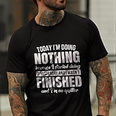 levne Pánské grafické tričko-Pánské vtipné grafické tričko s citátem &quot;Dnes nedělám nic&quot; sarkastické tričko pro uvolněný životní styl s krátkým rukávem