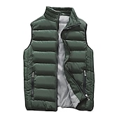 preiswerte Herren Steppweste-Herren Einfarbig Laufwesten Daunenweste Steppweste Frühling Herbst Winter Kariert Vollreißverschluss Innentasche Ärmellos Lässig Athleisure Stehkragen Thermowarm Wasserdicht Winddicht Atmungsaktiv