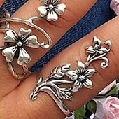 billiga Ringar-Ringuppsättning Fest Retro Silver Legering Blomma form Mode Vintage Punk 4st / Dam