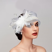 preiswerte Faszinator-Federn  Netz Fascinator  Hüte  Kopfstück mit Feder  Kappe  Blume 1 Stück Hochzeit  Pferderennen  Melbourne Cup Kopfstück für einen beeindruckenden Look am Renntag