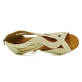 abordables Chaussures de danses latines-chaussures de danse à strass noires pour femmes avec bout ouvert et design à lanières - talons de danse étincelants pour la danse latine, la salsa et la danse de salon
