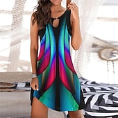 abordables Robes Floraux Imprimés-Femme Mini robe Robe casual Robe d&#039;été Robe Droite basique Moderne Décontractées Extérieur Vacances du quotidien Standard Imprime Sans Manches Col Ras du Cou Gris noir Noir Rouge Bleu Eté Printemps