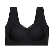 billige BH&#039;er-trådløse bh-er for kvinner faste stropper full dekning v-hals pustende ren farge pull-on lukking tilfeldig daglig nylon 1 stk svart rosa / bh &amp;amp; braletter / 1 stk hjemmeantrekk
