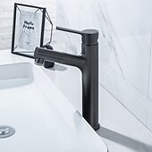voordelige Klassiek-wastafelmengkraan voor de badkamer, uittrekbaar met 2-standen sproeier, uittrekbare wastafelkranen met enkele handgreep, op het blad gemonteerd