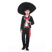 cheap Cinco De Mayo Outfit-Mexican Masquerade Sombrero Hat Kid&#039;s Boys Cosplay Cinco de Mayo Mexico Independence Day Day of the Dead Carnival Masquerade Festival / Holiday Black / Rainbow Easy Carnival Costumes Color Block