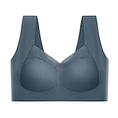 billige BH&#039;er-trådløse bh-er for kvinner faste stropper full dekning v-hals pustende ren farge pull-on lukking tilfeldig daglig nylon 1 stk svart rosa / bh &amp;amp; braletter / 1 stk hjemmeantrekk