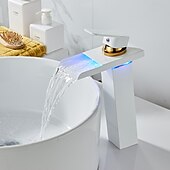 economico Classici-rubinetto da bagno con maniglia singola, rubinetti per vasca da bagno monoforo in bronzo lucidato a olio/cascata/centrale, rubinetto per lavabo in ottone con acqua calda e fredda