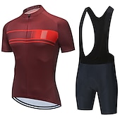 preiswerte Herrenbekleidungs-Sets-21Grams Herren Radtrikot mit Radhose kurz Trägern fahrradbekleidung set Kurzarm MTB Mountain Rennrad Schwarz Grün Dunkelgrün Streifen Fahhrad Sportkleidung 3D-Pad Atmungsaktiv Rasche Trocknung /