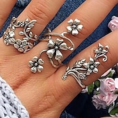 billiga Ringar-Ringuppsättning Fest Retro Silver Legering Blomma form Mode Vintage Punk 4st / Dam