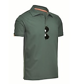 cheap Men&#039;s Classic Polo-Men&#039;s Hiking Tee shirt Top Outdoor Breathable Quick Dry Lightweight Black Green khaki Fishing Climbing Beach