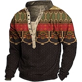 abordables Sudaderas 3D para hombre-Hombre Estampados Sudadera Pull-over Manga Larga Camisa de entrenamiento Escote en Pico Vintage Design Básico Impresión 3D Casual Ropa de calle Estampado Primavera Otoño Invierno