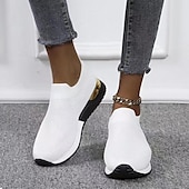 levne Dámské tenisky-dámské černé úpletové slip-on tenisky – stylové neformální boty se zlatým akcentem na podpatku, lehké a pohodlné na denní nošení