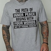 baratos Camiseta gráfica masculina-Homens Letra Camiseta Estilo casual 100% Algodão Manga Curta Gráfico Camisa Urze Cinza Preto Branco Camiseta confortável Férias Casual Roupas de estilistas