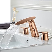 cheap Multi Holes-Widespread Bathroom Sink Faucet,Two Handle Three Holes Waterfall  Electroplated Bath Taps