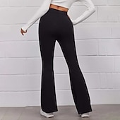 cheap Women&#039;s Flare Pants-Women&#039;s Normal Bootcut Flare Flared Pants Fashion Full Length High Waist Plain Wide Leg Comfort Micro-elastic Casual Weekend Black Yellow Red Blue Summer Spring &amp;  Fall Regular Fit