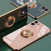 Недорогие Чехлы для iPhone-Чехол для телефона для iPhone 16e iPhone 16 iPhone 15 Pro Max Plus iPhone 14 13 12 11 Pro Max Mini X XR XS Max 8 7 Plus чехол с подставкой кольцом защитой объектива камеры TPU с покрытием