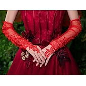 voordelige Handschoenen voor feesten-Kant  Net Elleboog Lengte Handschoen Schattig Met Bloem  Applicaties Bruiloft  Feest Handschoen dress to impress