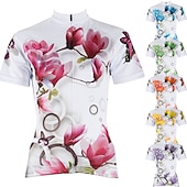 abordables Maillots de mujer-Mujer Maillot de Ciclismo Estampado Flores Botánica Flor Manga Corta Bicicleta Maillot Camiseta con 3 bolsillos traseros MTB Bicicleta Montaña Ciclismo Carretera Secado rápido Resistente a los UV