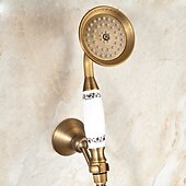 cheap Shower Faucets-Shower Faucet / Body Jet Massage Set - Handshower Included pullout Rainfall Shower Antique / Vintage Style Antique Brass Mount Inside Brass Valve Bath Shower Mixer Taps