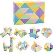 cheap Magic Cubes-Toy Cube Twist Puzzle 24 Wedges, Large Size Macaron Magic Snake Toy Brain Teaser Stocking Stuffers Party Favors Game Goodie Bags Fillers for Teenagers Adults Teens