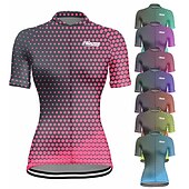 baratos Camisolas femininas-Mulheres Camisa para Ciclismo Poá Manga Curta Moto Camisa / Roupas Para Esporte Blusas com 3 bolsos traseiros Ciclismo de Montanha Ciclismo de Estrada Secagem Rápida Tiras Refletoras Bolso Traseiro