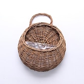 preiswerte Aufbewahrung &amp; Organisation-wandbehang blumenkorb dekoration gewebter korb strohkorb weidenblumentopf rattan korb pflanze rattan wandbehang blumenkorb großhandel