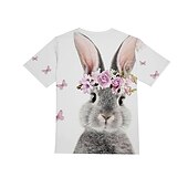 abordables Animaux 3D de Fille-Pâques Fille 3D Floral Animal Lapin T-shirt Manche Courte 3D effet Eté Printemps Actif Mode Le style mignon Enfants 3-12 ans Extérieur du quotidien Intérieur Standard