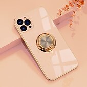 Недорогие Чехлы для iPhone-Чехол для телефона для iPhone 16e iPhone 16 iPhone 15 Pro Max Plus iPhone 14 13 12 11 Pro Max Mini X XR XS Max 8 7 Plus чехол с подставкой кольцом защитой объектива камеры TPU с покрытием
