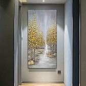 お買い得  花/植物画-ハング塗装油絵 手描きの 縦式 抽象画 風景 クラシック 近代の インナーフレームなし(枠なし)