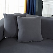 cheap Sofa Seat &amp; Armrest Cover-Stretch Sofa seat Cushion Cover Slipcover Elastic Couch Armchair Loveseat 4 or 3 Seater Grey Plain Solid Soft Durable Washable