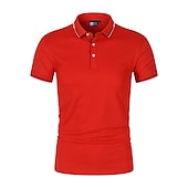 levne Pánské klasické polo-Pánské Polo trička Golfová košile Venkovní Ležérní Polo límec Žebrovaný polo límec Krátký rukáv Klasické Proužky Tlačítko Přední Tlačítko dolů Léto Běžný Modrá moře Černá Bílá Světlá růžová Rubínov