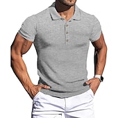 voordelige Klassieke polo voor heren-Voor heren Golfshirt gebreide polo Casual Dagelijks Polo kraag Klassieke boord Korte mouw Zakelijk Klassiek Effen Kleur Effen Knoop voorzijde Zomer Lente Herfst Normale pasvorm Zwart Wit Rood