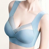 billige BH&#039;er-trådløse bh-er for kvinner faste stropper full dekning v-hals pustende ren farge pull-on lukking tilfeldig daglig nylon 1 stk svart rosa / bh &amp;amp; braletter / 1 stk hjemmeantrekk