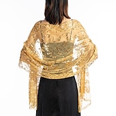 voordelige Sjaals-Sjaal &amp; Omslagdoek Omslagdoeken Damesomslag Glitter &amp; Sprankel Elegant Bruids Mouwloos Polyester Bruiloftsomslagen Met Prints Voor Bruiloft Zomer