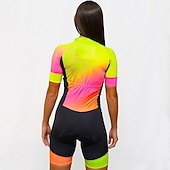 abordables Conjuntos de Ropa de Mujer-Mujer Manga Corta Jersey de ciclismo con pantalones cortos Traje de triatlón Verano Poliéster Negro Bicicleta Trajes de Yoga Transpirable Secado rápido Reductor del Sudor Deportes Ciclismo de Montaña