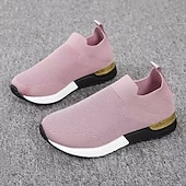 levne Dámské tenisky-dámské černé úpletové slip-on tenisky – stylové neformální boty se zlatým akcentem na podpatku, lehké a pohodlné na denní nošení