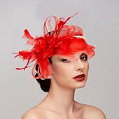preiswerte Faszinator-Federn  Netz Fascinator  Hüte  Kopfstück mit Feder  Kappe  Blume 1 Stück Hochzeit  Pferderennen  Melbourne Cup Kopfstück für einen beeindruckenden Look am Renntag