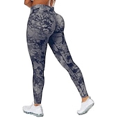 olcso Jóga leggings és harisnyanadrág-Női Jóga nadrág Alakformáló Varrás nélküli Hasformáló Alakformáló Magas derék Jóga Fitnesz Edzőterem edzés Harisnyanadrág Leggingek Alsók Batikolt Sárga Rózsaszín Kék Spandex Ősz Tél Sport