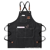 cheap Aprons-Chef Apron For Women and Men, Kitchen Cooking Apron, Personalised Gardening Apron with Pocket Work Aprons Cross Back Heavy Duty Adjustable