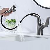 お買い得  クラシカル-洗面台用蛇口-回転可能/クロームを引き出す/電気メッキ/塗装仕上げセンターセットシングルハンドル1ホールバスタップ