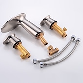 cheap Multi Holes-Widespread Bathroom Sink Faucet,Two Handle Three Holes Waterfall  Electroplated Bath Taps