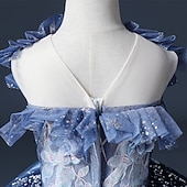 preiswerte Blumenmädchenkleider-Blumenmädchenkleid Mädchen Kleid Prinzessinenkleid Party Kleid Formal Hochzeit Party Prinzessin Süß Gitter Bestickt Blumen Ärmellos Schulterfrei Leicht Blau 3-12 Jahre