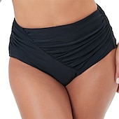 preiswerte Surfen, Tauchen &amp; Schnorcheln-Damen Badeshorts Bikinihose mit hoher Taille Einfarbig Hohe Taille Gerafft Schnelltrocknend Leicht Atmungsaktiv Unterteile Surfen Strand Wassersport Sommer