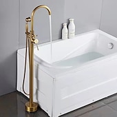 economico Rubinetti per vasca da bagno-rubinetto per vasca da bagno vintage montaggio a pavimento, miscelatore per riempimento vasca da bagno indipendente con doccetta a mano, rubinetto per doccia con beccuccio ad arco alto girevole a 360°