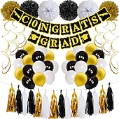 abordables Temporada de Graduación-juego de globos de ceremonia de graduación felicitaciones temporada de graduación azul y blanca bandera de tracción juego de globos de látex de 10 pulgadas