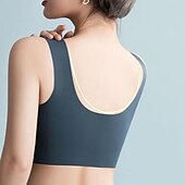billige BH&#039;er-trådløse bh-er for kvinner faste stropper full dekning v-hals pustende ren farge pull-on lukking tilfeldig daglig nylon 1 stk svart rosa / bh &amp;amp; braletter / 1 stk hjemmeantrekk