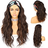 economico Parrucche trendy sintetiche-parrucche della fascia glueless parrucca della fascia corpo sciolto ondulato parrucche sintetiche dei capelli per le donne nere onda nessuna parrucche anteriori del merletto della miscela di colore