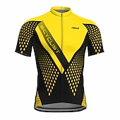 billiga Tröjor för män-Herr Cykeltröja Geometrisk Kortärmad Cykel Tröja Överdelar med 3 bakfickor Bergscykling Vägcykling Snabb tork Reflexremsa Bakficka Fuktabsorberande sporter Gul Röd Blå Kläder